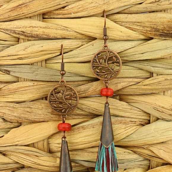SALE! Bohemian Metal Tassel Earrings - Picture 2 of 4